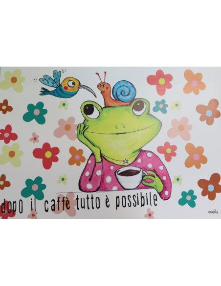 Tovaglietta americana illustrata da vania bellosi dopo il caffe tutto e possibile