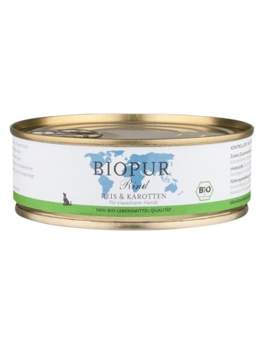 wet dog food Bio Pur with beef carrots rice