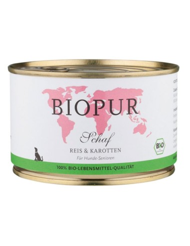Biopur dog wet food with sheep meat, rice, carrots