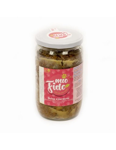 Natural wet dog food Mio Fido made in Italy with pork and vegetables