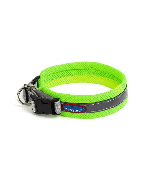 Collare per cani realizzato in soffice rete color verde pratiko pet made in italy