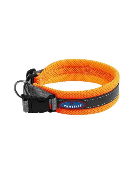 Collare per cani realizzato in soffice rete color arancio pratiko pet made in italy