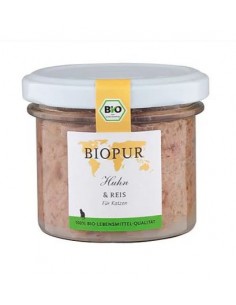 Cibo umido bio pur per gatti con pollo e riso bio