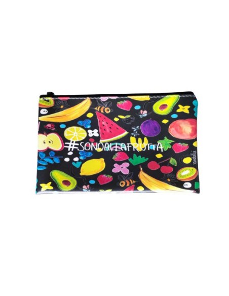 ecoleather zip clutch bag 'sono alla frutta' illustrated by Vania bellosi