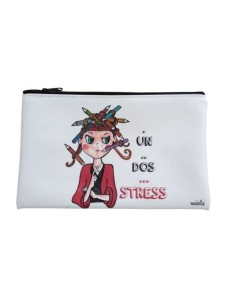 zip clutch bag 'un dos stress' illustrated by Vania bellosi