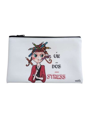 zip clutch bag 'un dos stress' illustrated by Vania bellosi
