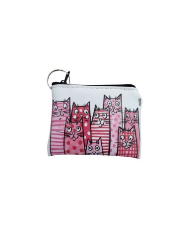ecoleather coin holder  'gatti rosa' illustrated by Vania Bellosi