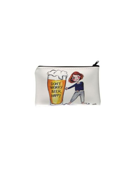 ecoleather zip clutch bag 'beer happy'