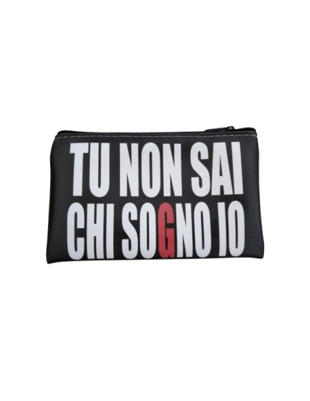 ecoleather zip clutch bag 'tu non sai chi sogno io'