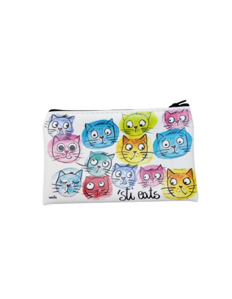ecoleather zip clutch bag 'sti cats'