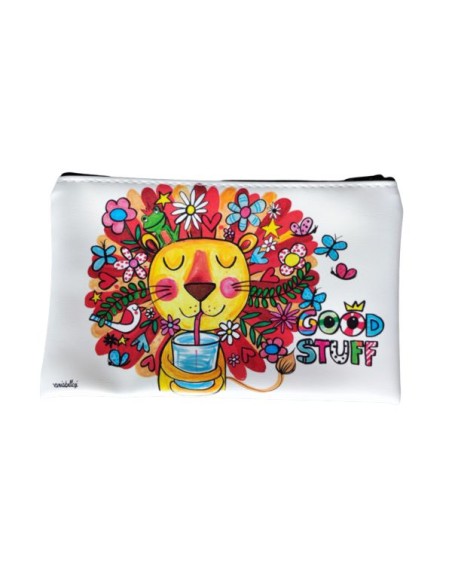 Illustrated eco-leather zip clutch bag  by Vania Bellosi