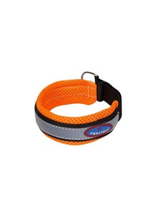 Collare per cani a semi strozzo di Pratiko Pet arancio con banda riflettente
