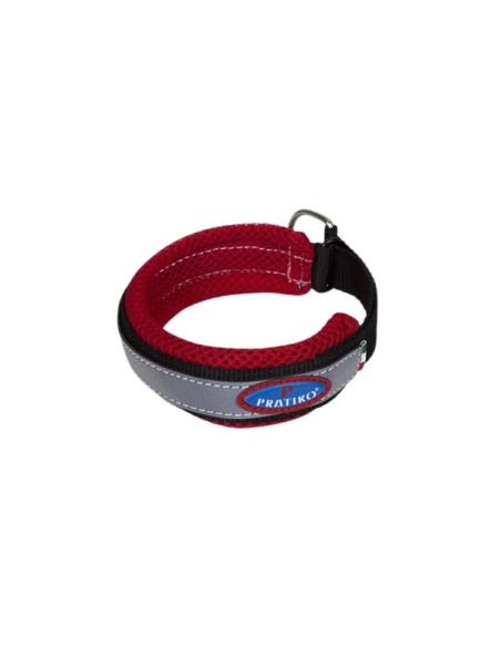 Collare per cani a semi strozzo di Pratiko Pet rosso con banda riflettente Collare per cani a semi strozzo di Pratiko Pet rosso con banda riflettente