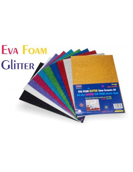 Fogli di eva foam glitter A4 colori assortiti | botteghecreative.com