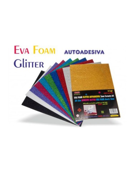 Fogli adesivi in gomma crepla con glitter di vari colori