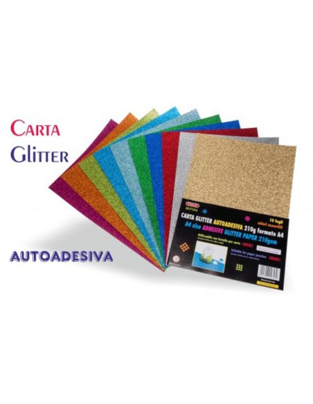 Carta glitter autoadesiva colori assortiti | botteghecreative.com