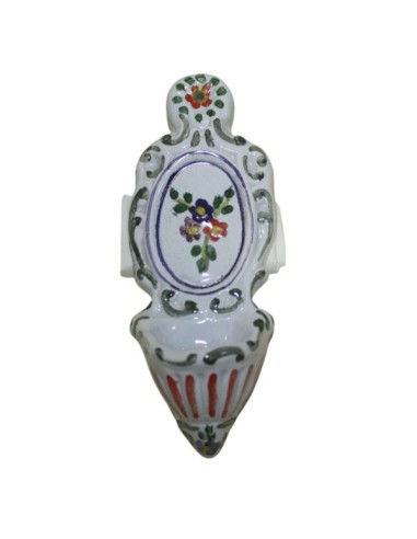 acquasantiera da collezione in ceramica decorata garofano