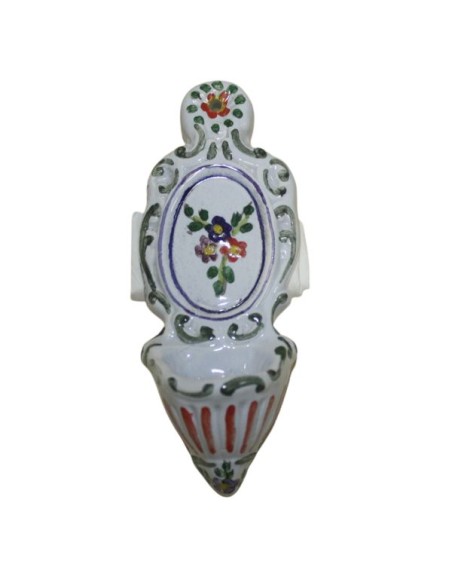 Acquasantiera piccola in ceramica decoro garofano