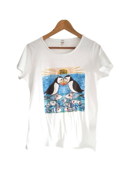 t-shirt d'arte Puffin innamorati vania bellosi
