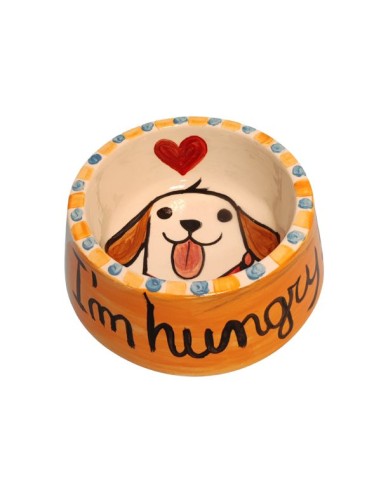 Handcrafted hand painted dog and cat bowl made in italy