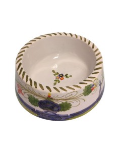 Traditional hand painted majolica dog bowl