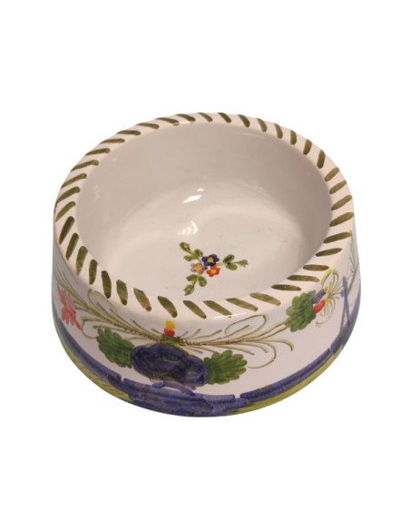 Traditional hand painted majolica dog bowl