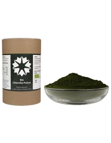 Organic chlorella powder, complementary food for dogs and cats barf diet