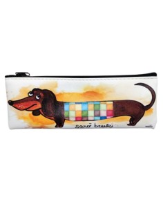 Ecoleather zip pencil holder made in italy by vania bellosi artist