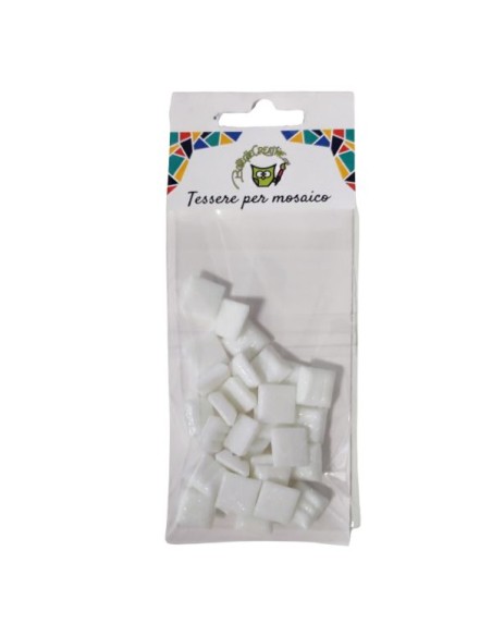 Glass mosaic tiles white
