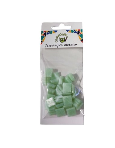 confezione tessere per mosaico acqua marina in pasta vitrea per fai da te