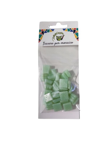 confezione tessere per mosaico acqua marina in pasta vitrea per fai da te