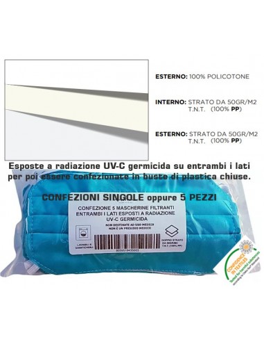 Mascherina di comunità adulti e bambini, lavabile e riutilizzabile in tnt e policotone (oeko-tex)