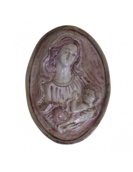 madonna and child in ceramic relief