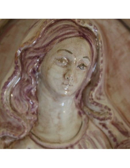 madonna and child in ceramic relief