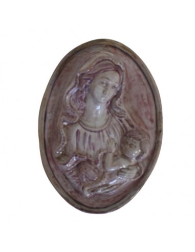 madonna and child in ceramic relief