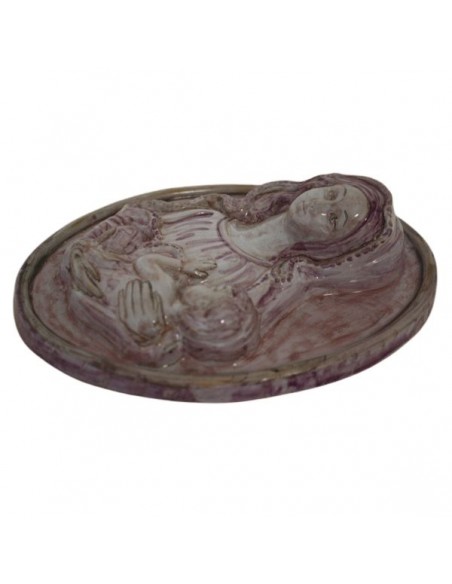 Immagine sacra bassorilievo in ceramica Madonna con bambino