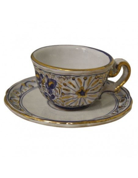 Servizio da caffe in ceramica di Faenza decorazione melograno