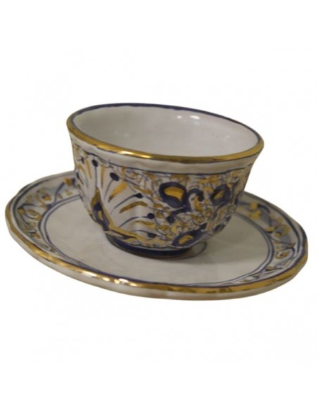 Servizio da caffe in ceramica di Faenza decorazione melograno