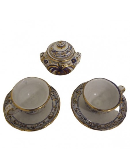 Servizio da caffe in ceramica di Faenza decorazione melograno