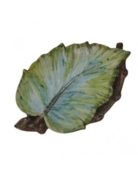 Portaoggetti svuotatasche a foglia in ceramica di Faenza
