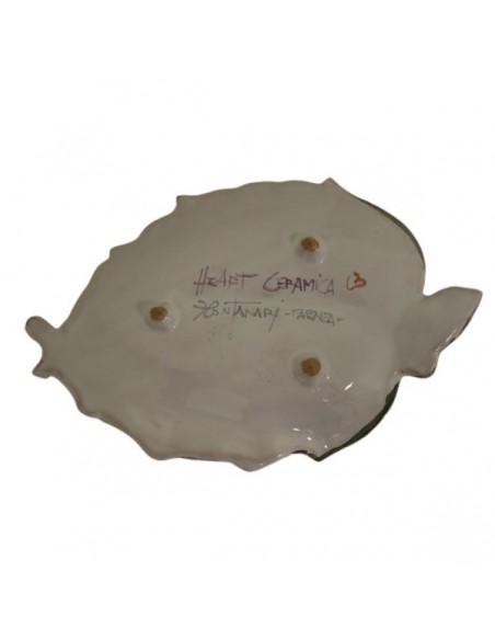 Portaoggetti svuotatasche a foglia in ceramica di Faenza