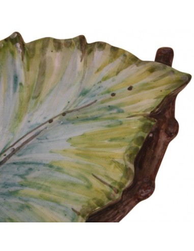 Portaoggetti svuotatasche a foglia in ceramica di Faenza