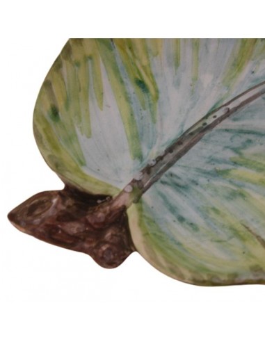 Portaoggetti svuotatasche a foglia in ceramica di Faenza