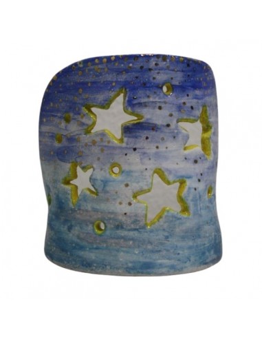 Portacandela e tea light con stelle in ceramica