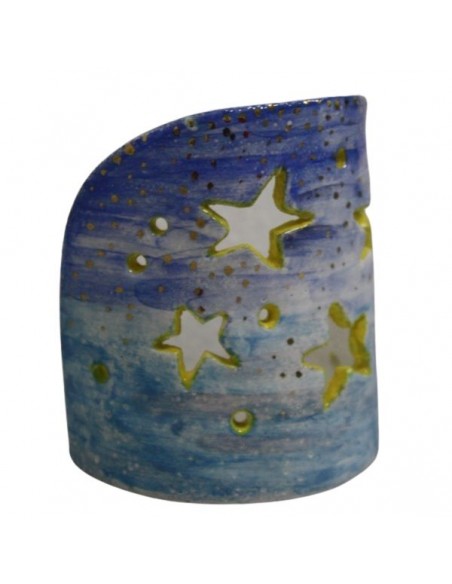 Portacandela e tea light atmosfera con stelle in ceramica