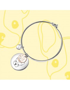 French bulldog engraved steel bracelet with paw charm