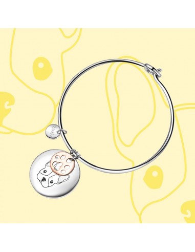 French bulldog engraved steel bracelet with paw charm