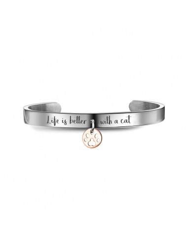 Life is better with a cat engraved steel bracelet Zuky