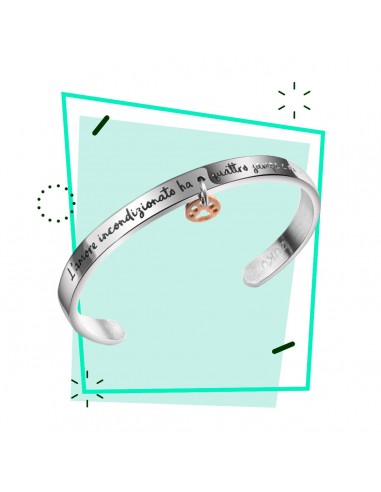 Unconditional love engraved steel bracelet with paw charm