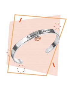 Bracciale rigido a fascia in acciaio inciso per dog lovers